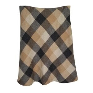 Chadwicks of Boston Wool Blend Plaid A-Line Midi Skirt Brown Tan Size 10 Preppy